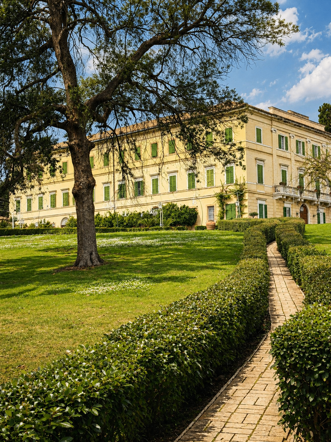 Facciata di Villa Boccabianca vista dal parco